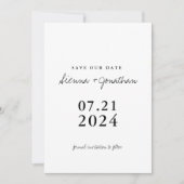 Minimalistische zwart-wit trouwfoto save the date (Voorkant)
