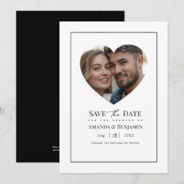 Minimalistische zwart-wit trouwfoto save the date