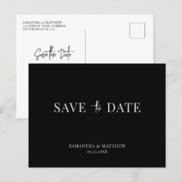 Minimalistische Zwart-wit Trouwkaart Save The Date Aankondigingskaart