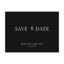 Minimalistische Zwart-wit Trouwkaart Save The Date