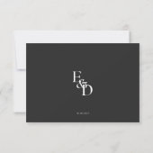 Minimalistische zwart-wit typografie bruiloft bedankkaart (Achterkant)