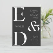 Minimalistische zwart-wit typografie bruiloft uitn (Staand voorkant)