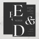 Minimalistische zwart-wit typografie bruiloft uitn (Voorkant / Achterkant)