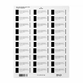 Minimalistische zwart-wit typografische adreslabel etiket (Full Sheet)