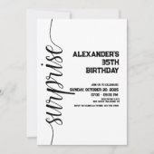 Minimalistische zwart-wit verrassingsverjaardag kaart (Voorkant)