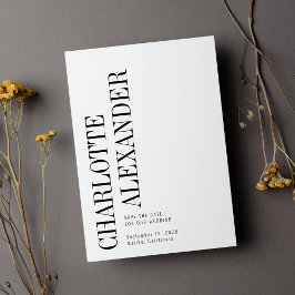 Minimalistische zwart wit verticale namen foto save the date