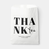 Minimalistische zwart-wit vet dank u bruiloft bedankzakje (Voorkant)