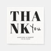 Minimalistische zwart-wit vet dank u bruiloft servet (Voorkant)