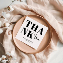 Minimalistische zwart-wit vet dank u bruiloft servet