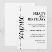 Minimalistische zwart-wit volwassen verjaardag kaart (Voorkant / Achterkant)