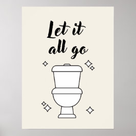 Minimalistische Zwart-Wit Wandkunst voor Toiletreg Poster