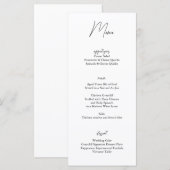 Minimalistische Zwart Wit Wedding Menu Kaart (Voorkant / Achterkant)