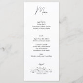 Minimalistische Zwart Wit Wedding Menu Kaart (Voorkant)
