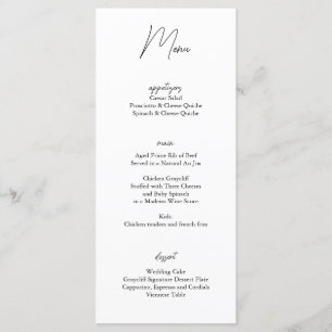Minimalistische Zwart Wit Wedding Menu Kaart