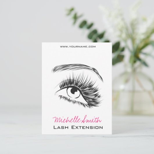 Minimalistische Zwart-Wit Wimper Extensie Make-up Briefkaart (Staand voorkant)