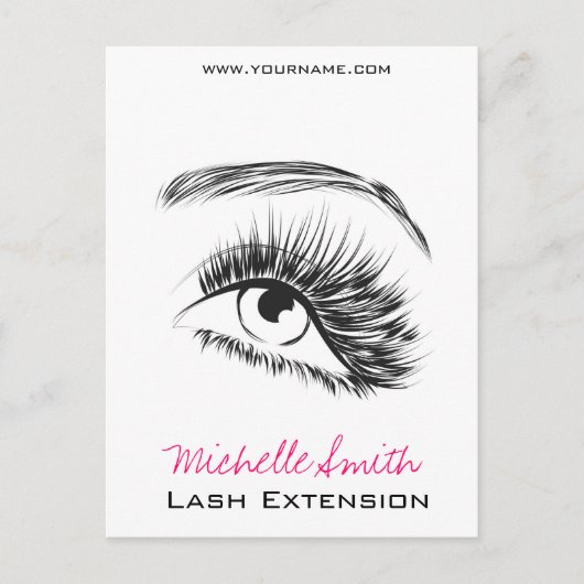 Minimalistische Zwart-Wit Wimper Extensie Make-up Briefkaart (Voorkant)