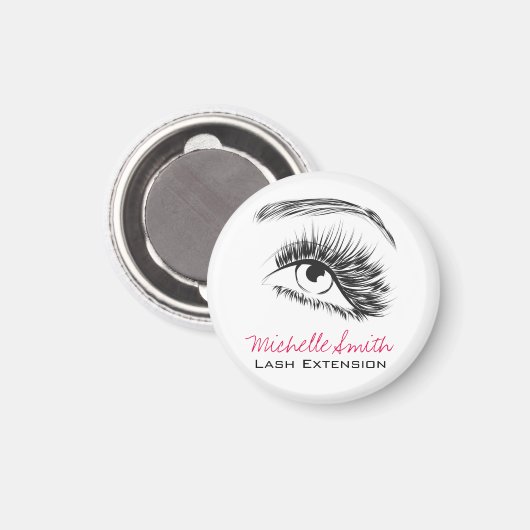 Minimalistische zwart-wit wimperextensie make-up magneet (Voorkant / Achterkant)