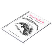 Minimalistische zwart-wit wimperextensie make-up notitieboek (Linkerzijde)