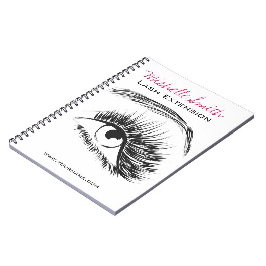 Minimalistische zwart-wit wimperextensie make-up notitieboek (Linkerzijde)