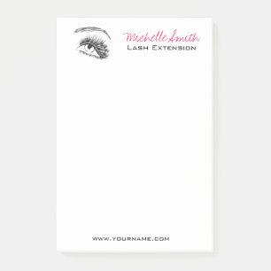 Minimalistische zwart-wit wimperextensie make-up post-it® notes