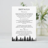 Minimalistische zwart-wit winter bruiloft details informatiekaartje (Staand voorkant)