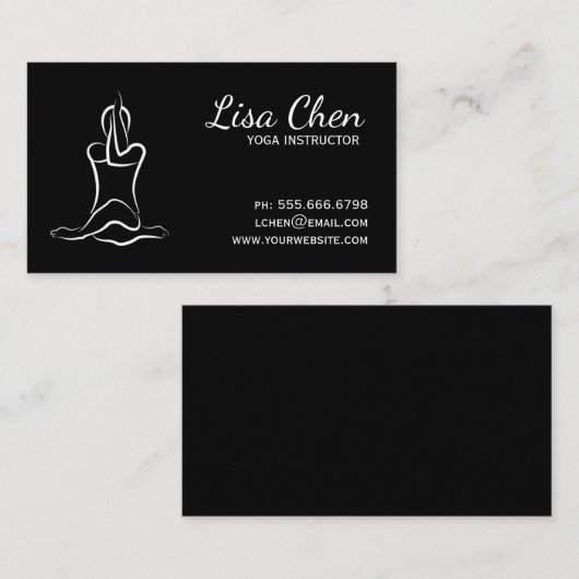 Minimalistische zwart-wit yoga-instructeur visitekaartje (Voorkant / Achterkant)