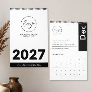 Minimalistische Zwart & Wit Zakelijk Logo Promo 20 Kalender