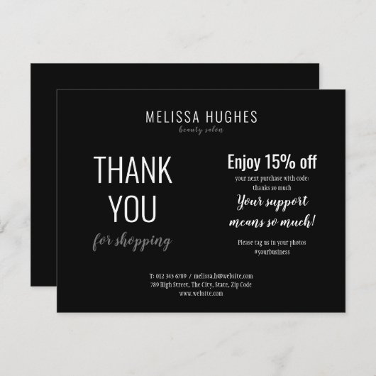 Minimalistische zwart-wit zakelijke korting Kaart (Voorkant / Achterkant)