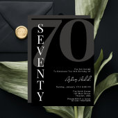 Minimalistische Zwart-Wit Zeventig 70e Verjaardag Kaart
