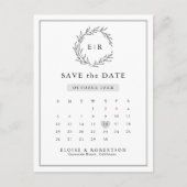 Minimalistische zwart-witkalender Bewaar de datum Briefkaart (Voorkant)