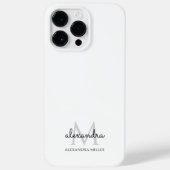Minimalistische zwart-witmonogramnaam Case-Mate iPhone case (Achterkant)