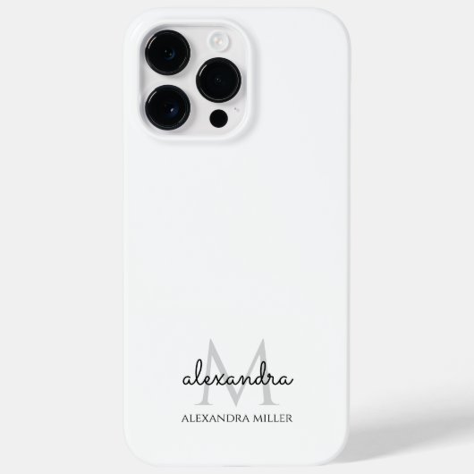 Minimalistische zwart-witmonogramnaam Case-Mate iPhone case (Achterkant)