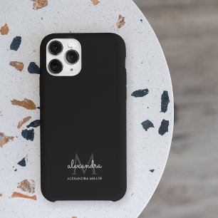 Minimalistische zwart-witmonogramnaam Case-Mate iPhone 14 pro max hoesje