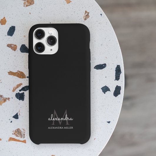 Minimalistische zwart-witmonogramnaam Case-Mate iPhone case