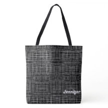 Minimalistische zwart-witpatroon Canvas tas