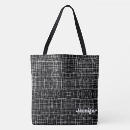 Minimalistische zwart-witpatroon Canvas tas