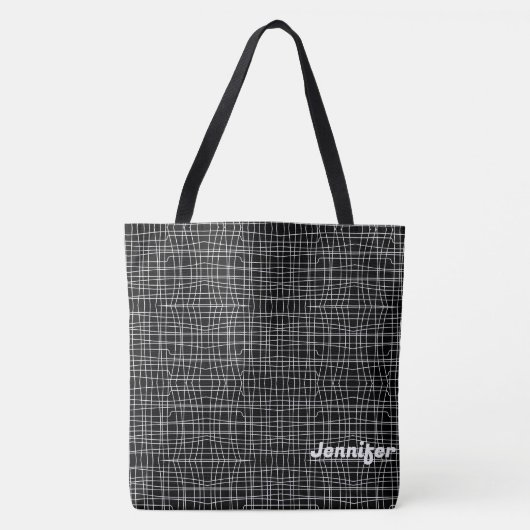Minimalistische zwart-witpatroon Canvas tas (Voorkant)