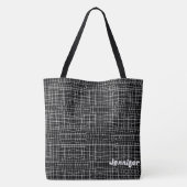 Minimalistische zwart-witpatroon Canvas tas (Achterkant)