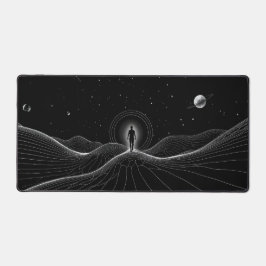 Minimalistische zwart-witportaalkunst bureaumat