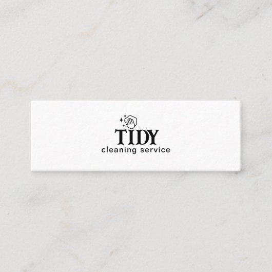Minimalistische zwart-witreinigingsservice mini visitekaartje (Voorkant)