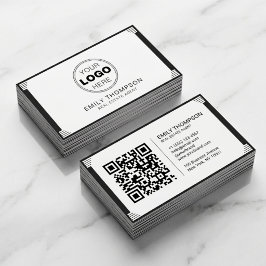 Minimalistische Zwart Witte Art Deco Logo QR Code Visitekaartje