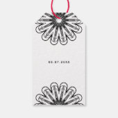 Minimalistische zwart-witte bloemen bedankt cadeaulabel (Achterkant)