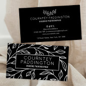 Minimalistische zwart-witte bloemen professionele visitekaartje