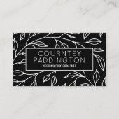 Minimalistische zwart-witte bloemen professionele visitekaartje (Voorkant)