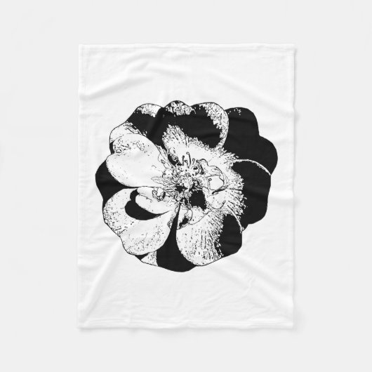Minimalistische zwart-witte bloemenfleecedeken fleece deken (Voorkant)