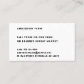 Minimalistische zwart-witte boerenmarkt visitekaartje (Achterkant)