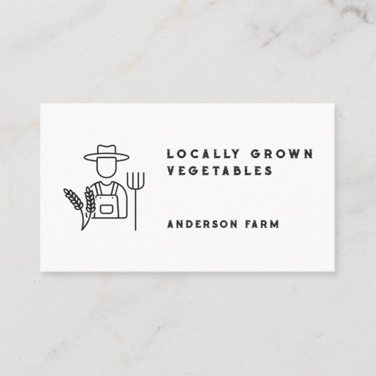 Minimalistische zwart-witte boerenmarkt visitekaartje (Voorkant)