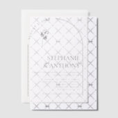 Minimalistische zwart-witte boog Wildflower bruilo Vellum Uitnodigingen (Offset (Uitnodiging))