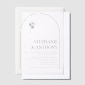 Minimalistische zwart-witte boog Wildflower bruilo Vellum Uitnodigingen (Offset)
