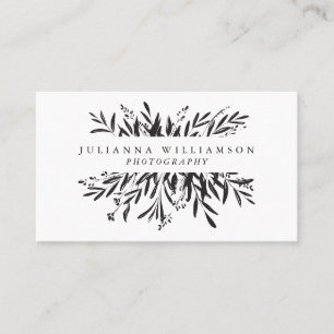 Minimalistische Zwart Witte Botanische Professione Visitekaartje